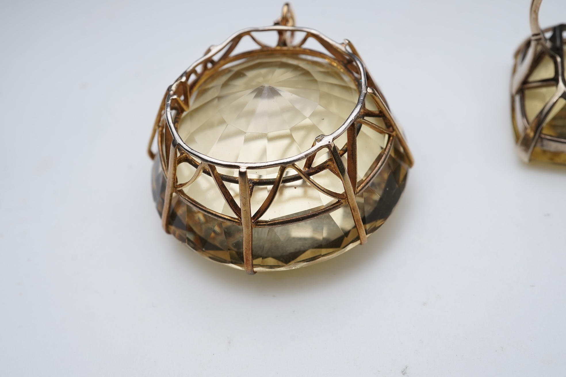 A collection of citrine jewels and a paste bracelet